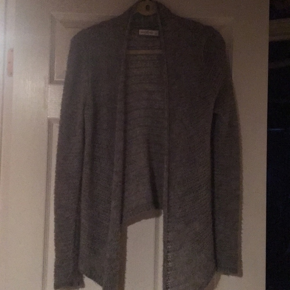 Grey open draped cardigan